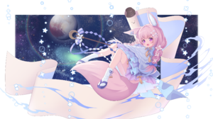 Anime Anime Girls Pink Hair Purple Eyes Fox Girl Fox Ears Fox Tail Braids Flower In Hair Space Plane 2300x1533 Wallpaper
