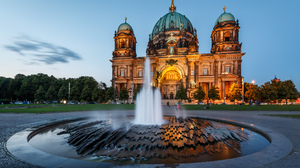 Berlin Berlin Cathedral Cathedral Fountain Germany Night 2500x1667 Wallpaper