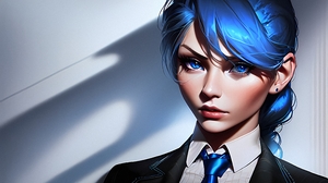 Stable Diffusion 4K Ai Art Blue Blue Hair Blue Eyes Women 3840x2160 Wallpaper
