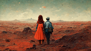 Midjourney Ai Ai Generated Mars Space Couple Sun Ai Artwork Marsscape 2048x1152 Wallpaper