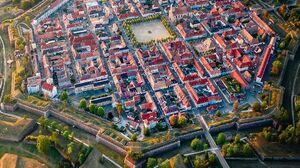 Architecture Building Birds Eye View Aerial Aerial View Urban Fortress Forest Hexagon Town Neuf Bris 1080x1350 Wallpaper