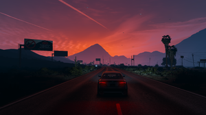 Grand Theft Auto V Sunset Video Games Car Road 2560x1440 Wallpaper
