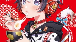 Anime Anime Girls Original Characters Eating Food Cow Girl Multi Colored Hair 1294x1803 Wallpaper
