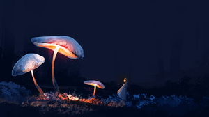 Anime Girls Mushroom Plants Night Forest 5640x2400 Wallpaper