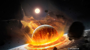 Sci Fi Collision Explosion Planet Moon Asteroid 1920x1200 Wallpaper