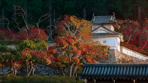 Jason Scheier Digital Art Castle Asian Architecture Trees Plants Forest Landscape Artwork 2400x1239 Wallpaper