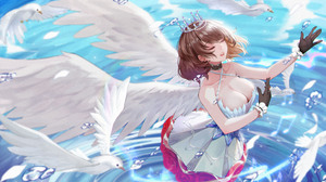 Angel Birds Wings Closed Eyes Water 6000x3376 Wallpaper