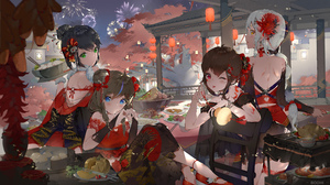 Anime Anime Girls Bodhi Wushushenghua Artwork Fireworks 10080x5670 Wallpaper