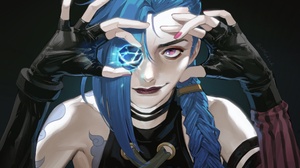 Arcane Jinx League Of Legends Women Blue Eyes Blue Hair Braids Artwork Fantasy Art Fantasy Girl Digi 2048x1299 Wallpaper