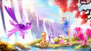 Twilight Sparkle Applejack My Little Pony Rarity My Little Pony Rainbow Dash Pinkie Pie Fluttershy M 3502x1419 Wallpaper