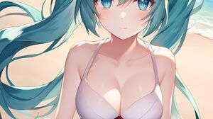 Anime Anime Girls Vocaloid Hatsune Miku Turquoise Hair Long Hair Twintails Cyan Cyan Hair Solo Artwo 2496x2880 Wallpaper