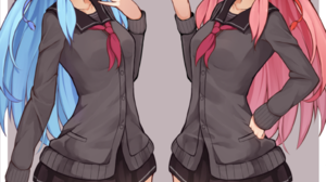 Anime Anime Girls Voiceroid Kotonoha Akane Kotonoha Aoi Long Hair Pink Hair Blue Hair Twins Two Wome 1534x2046 Wallpaper
