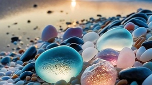 Nature Stone Island Colourful Stone Beach Water Sunset Cellphone Vertical 1440x2160 Wallpaper