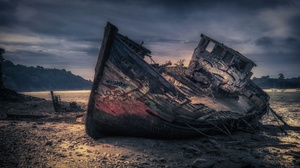Outdoors Boat Wreck Old 3840x2160 Wallpaper