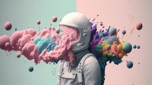 Ai Art Pastel Astronaut Spacesuit Simple Background 3136x1792 Wallpaper