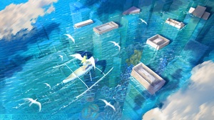 Girl Wings Ruin Boat Water Flood City 2000x1250 Wallpaper