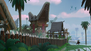 Ryo Yambe Rodent Clouds Backpacks Fence Wood Fence Trees Palm Trees Water Birds Plants Mice Anthro 2500x1554 Wallpaper
