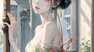 Portrait Illustration Fantasy Girl China Gufen Vertical Bare Shoulders Dress Looking At Viewer 1080x1920 Wallpaper