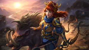 Smite Moba Video Game Characters Video Game Art Video Game Girls Video Games Smiling Redhead Looking 3840x2160 Wallpaper