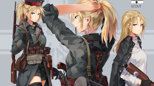 Anime Girls With Guns Battlefield Anime Girls Hat Uniform Gloves Looking At Viewer Ponytail Gun Blon 1500x967 Wallpaper