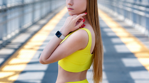 Aleksey Lozgachev Women Bangs Sportswear Yellow Clothing Hallway Alenka Filipchuk Bare Midriff 1280x1920 Wallpaper