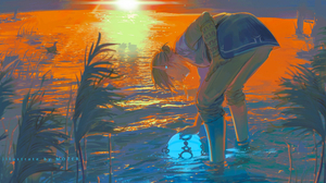The Legend Of Zelda The Legend Of Zelda Breath Of The Wild Link Sunset Water Ducks Sunset Glow Video 4000x2000 wallpaper