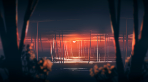 Gracile Digital Art Artwork Illustration Environment Abstract Sun Landscape Sunset Wide Screen Sunse 5640x2400 Wallpaper
