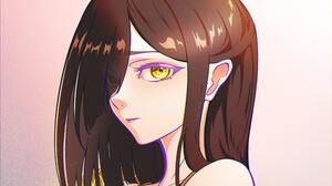 Yunillust Digital Art Artwork Illustration Anime Women Neckline Portrait Face Yellow Eyes Brunette L 2500x2500 wallpaper