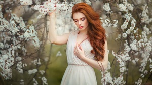 Blossom Long Hair Model Redhead White Dress White Flower 1920x1280 Wallpaper