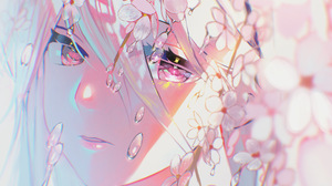 Anime Anime Girls Pixiv Portrait Display Flowers Petals Water Drops Face Looking At Viewer 3684x4096 Wallpaper