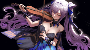 Anime Anime Girls Violin Closed Eyes Purple Hair Twintails Dress Genshin Impact Keqing Genshin Impac 5000x2875 Wallpaper