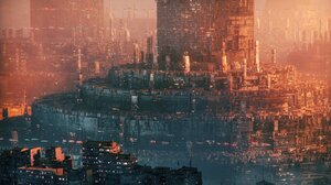 Annibale Siconolfi Megastructure Futuristic City Metropolis Science Fiction Digital Art Concept Art  2160x1350 Wallpaper