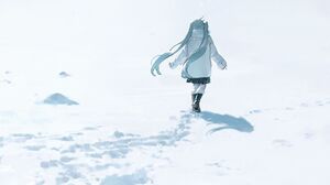 Pixiv Anime Snow Hatsune Miku Vocaloid Anime Girls Twintails Coats Simple Background White Minimalis 2660x1865 Wallpaper
