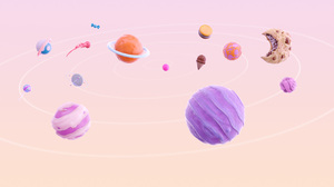 Simple Background Artwork Minimalism Humor Planet Solar System Ice Cream Candy Sweets Cookies Sphere 3840x2400 Wallpaper