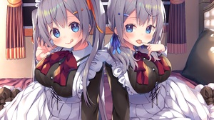 Anime Anime Girls Original Characters Twins Artwork Digital Art Fan Art Maid Maid Outfit 4200x3200 Wallpaper