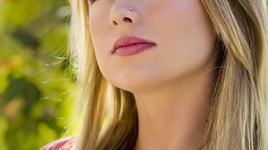 Karolina Debczynska Hair Women Model Blonde Polish Women Looking Up Pierced Nose Closeup 934x1350 Wallpaper