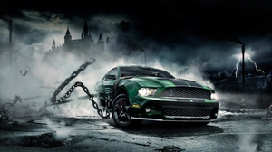 Car Ford Ford Mustang Chains Headlights Mist Lightning Castle 1920x1200 Wallpaper