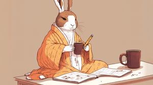 Ai Art Anthropomorphic Animals Rabbits Tea Reading Anthro AiArtSucks 3060x1721 Wallpaper