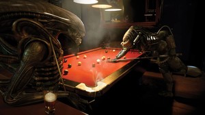 Alien Vs Predator Digital Art Predator Creature Xenomorph Billiard Balls Billiards Creature Beer 2048x1280 Wallpaper