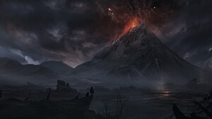 Mordor Volcano 3750x1494 Wallpaper