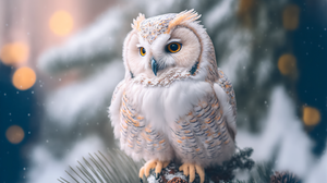 Ai Art Owl Winter Snow Animals 3060x2048 Wallpaper