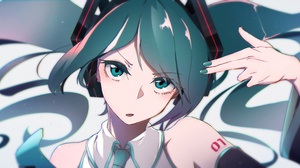 Anime Anime Girls Hatsune Miku Vocaloid Twintails Long Hair Blue Hair Blue Eyes Looking At Viewer 5200x2392 Wallpaper