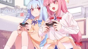 Anime Anime Girls Voiceroid Long Hair Pink Hair Blue Hair Twins Kotonoha Akane Kotonoha Aoi Artwork  2048x1445 Wallpaper