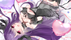 Anime Anime Girls Purple Hair Purple Eyes Pillow Heart Design Looking At Viewer Choker Long Hair 2000x1414 Wallpaper