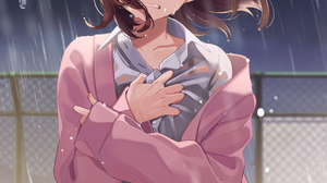 Anime Anime Girls Rain Tears Short Hair Vertical Crying Brunette Artwork Shigure Ui 1054x1468 Wallpaper
