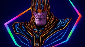 Marvel Comics Marvel Cinematic Universe Portrait Portrait Display Neon Thanos Villains Minimalism Si 950x1900 Wallpaper