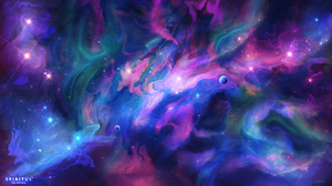 ERA 7 Digital Art Digital Artwork Illustration Space Art Space Galaxy Stars Blue Purple 2560x1440 Wallpaper