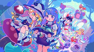 MuseDash Buro Marija Anime Girls Colorful Halloween Touhou Crossover Mushroom Trees Tongue Out 2048x1260 Wallpaper