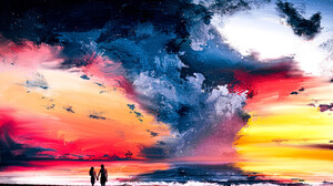 Artwork Digital Art Nature Sunset Couple 3840x2348 Wallpaper