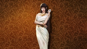 White Dress Necklace Black Hair Aqua Eyes 4000x2300 Wallpaper